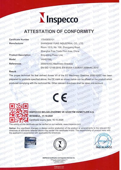 CE (YKHD — брикетировочный пресс)